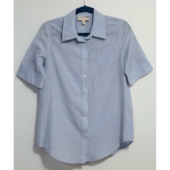 ELIZABETH AND JAMES Top/Blouse/Top Cotton/Linen Mix Short Sleeves Buttons Size M - Picture 1 of 7